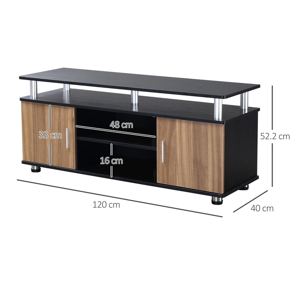 TV Cabinet Up to 55" with Cabinets and Shelves in Wood and Aluminum, 120x40x52.2cm
