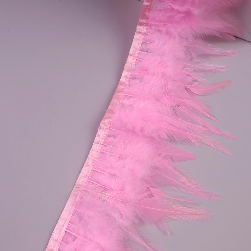 10Meters Hackle Feather Trim Rooster Neck Feather Ribbon Pheasant Feathers Fringe for Crafts Accessories Sewing Decoration