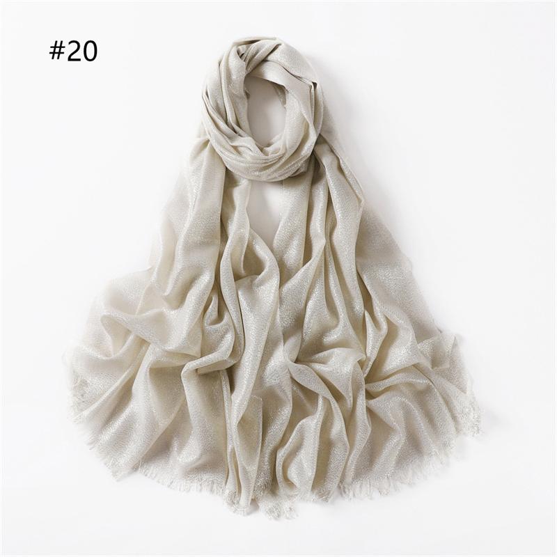 23 Colors Glitter Hijab Cotton Scarf Wraps Plain Shawls Rayon Fabric Silk Silver Wire Headscarf Muslim Scarf Women Instant Hijab