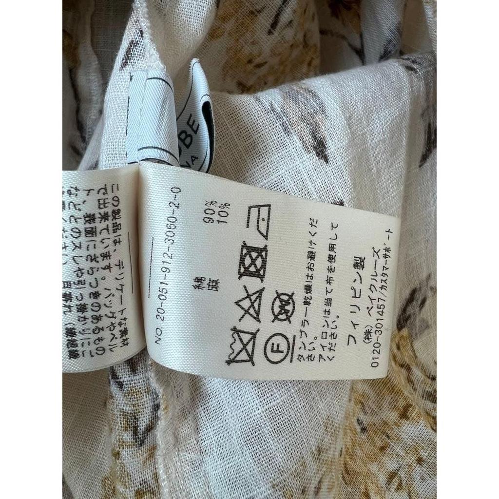 SLOBE IENA Lilas Print Tunic Blouse Cotton Linen Floral Pattern Free Size