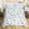 Rustic Suburb Duvet Cover Countryside House Tree Hand Graffiti Bedding Set Nature Scenery Comforter Cover Blue River Quilt Cover
