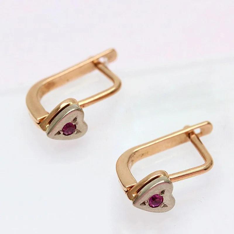 Fashionable Red Love Earings Exquisite Punk Style Rose Golden Heart earrings for women Banquet Party Zircon