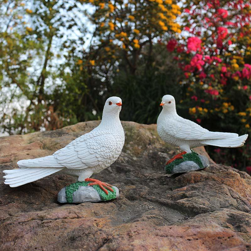 Resin White Pigeon Figurine for Outdoor Garden Decoration
