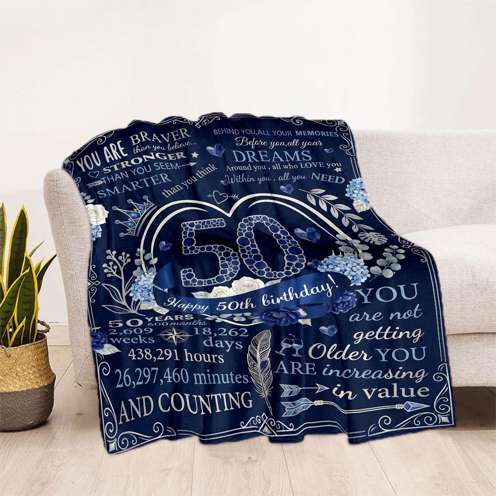 Princess 50th Birthday Celebration Blanket Soft Warm Cozy Suitable for Chair Seaside Livingroom for All Occasions Stylish Decor