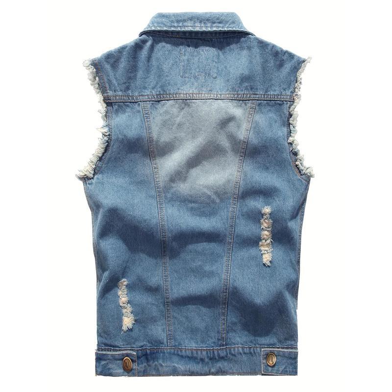 O 51803 Sleeves Denim Vest Men Slim-Fit Denim Vest