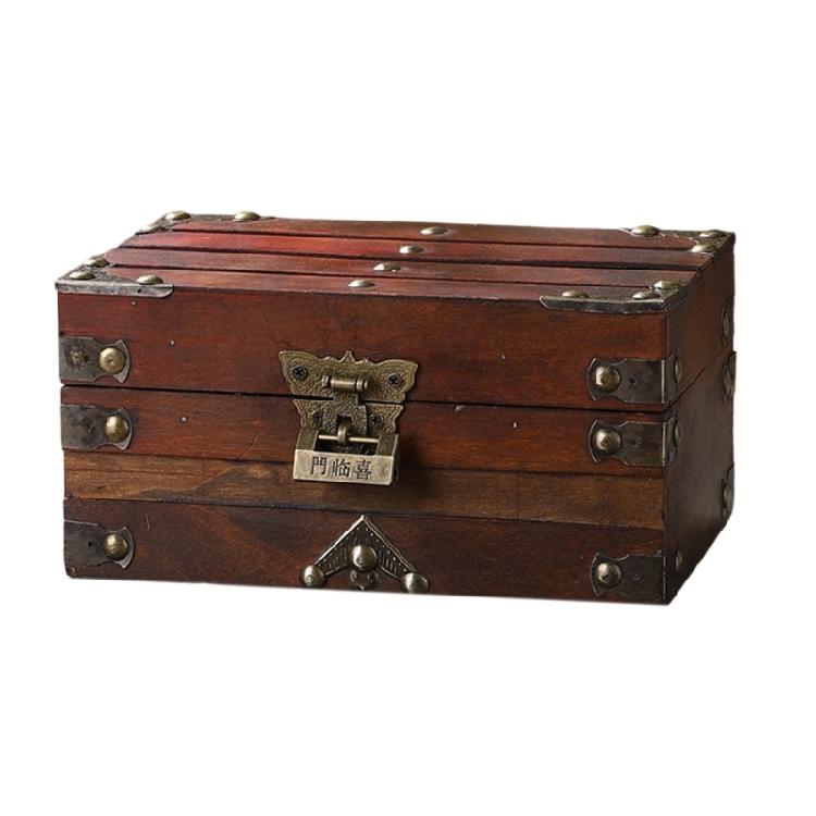 Multipurpose Decorative Jewelry Box With Compartment Dividers Safe Key Lock Wood Storage Cabinet