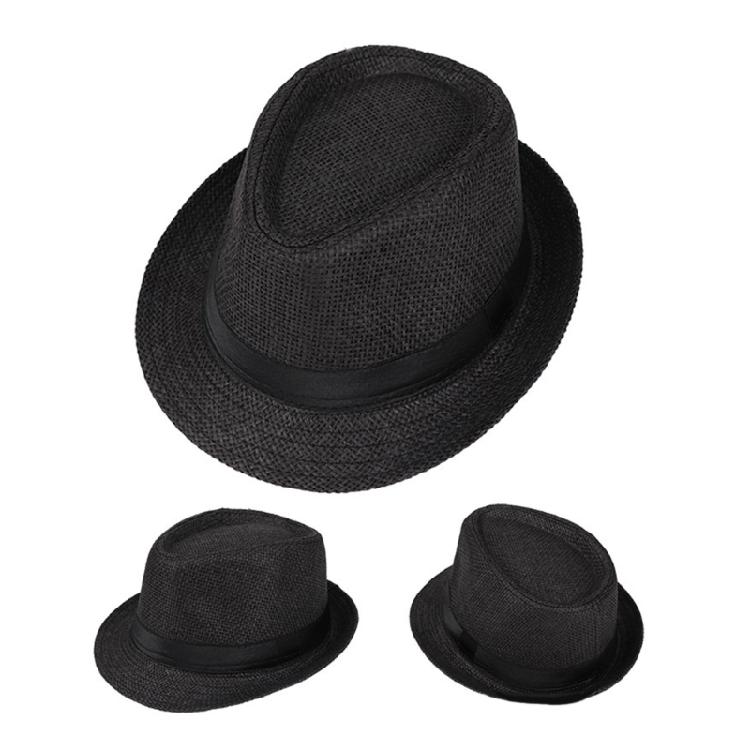 Outdoor Gentlemen Trilby Hat Straw Weaving Fedoras Hat Teens Festival Proms Hat