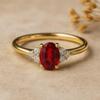 Oval Ruby Red Gemstone Gold Plated Ring for Women – Elegant Luxury Jewelry