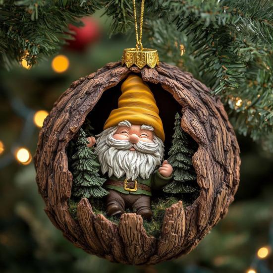 2D Gnome Christmas Tree Ornament Acrylic Gnome Hanging Ornament Cute Car Rearview Mirror Charm for Home Party Decor