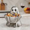 Gothic Home Accessories Halloween Ghost Candy Bowl, Resin Decorative Storage Dish, Silver Sculpture Gray Snack Holder, for Tabletop And Entryway Cute