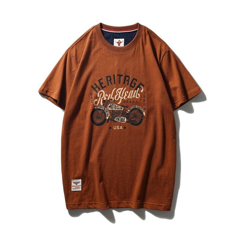 Export Export to Domestic Sales Pure Cotton Motorcycle Short Sleeve T-Shirt Men Fashion Trendy Brand American Base Shirt Cotton T-shirt