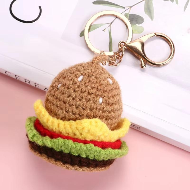 1-10KS Kreatívna pletená kľúčenka Kreslená DIY Hamburger Zmrzlina Prívesok Kľúčenka Prívesky Ručne vyrobený Prívesok pre Dievča Roztomilý Darček