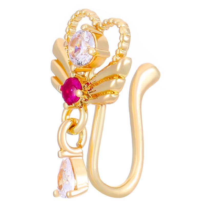 Trendy U-Shaped Copper Zircon Nose Ring - No Piercing Required