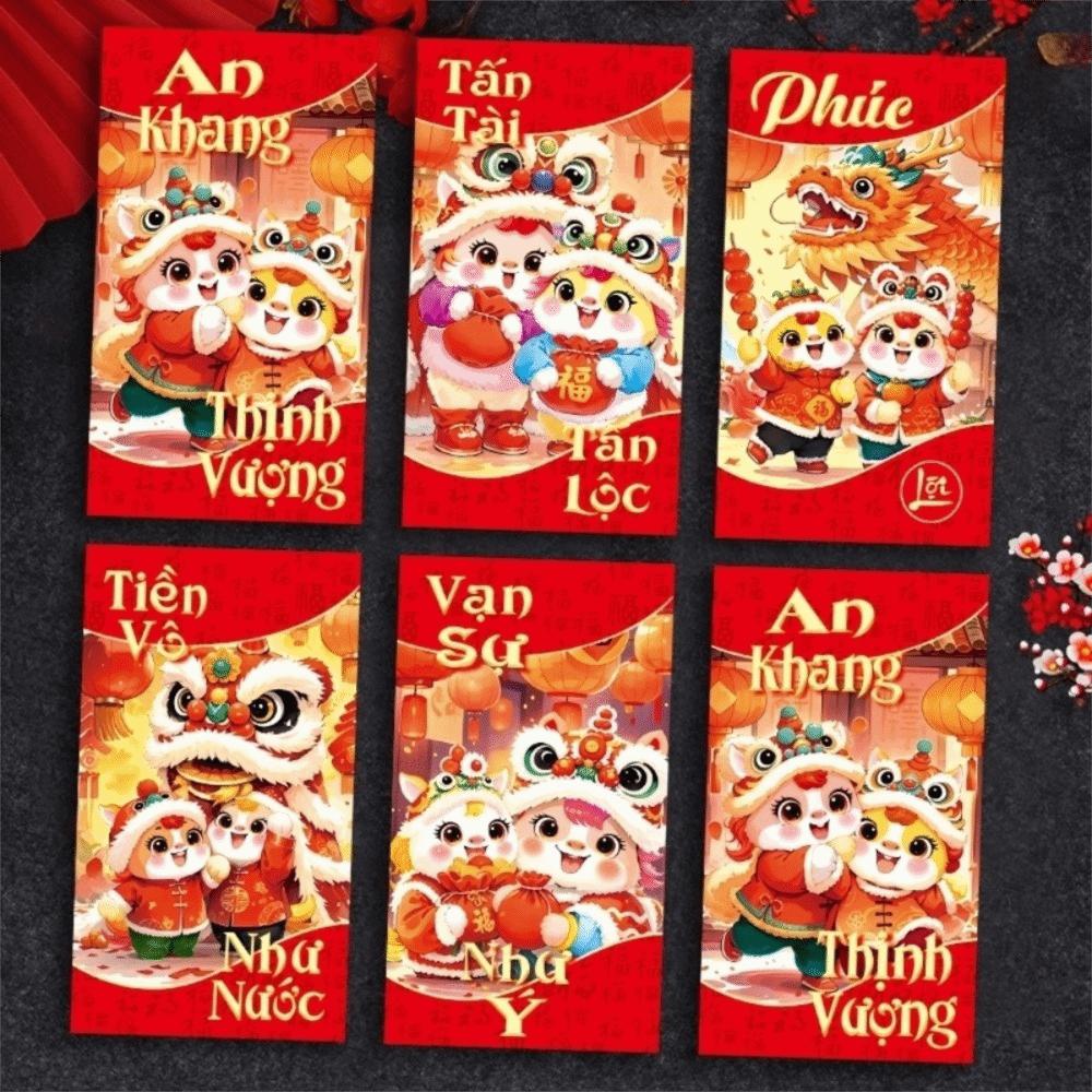 6 Stück Segens-Neujahrs-Geldumschlag Traditioneller Frühlingsfest-Roter Umschlag Festtagsgeschenke