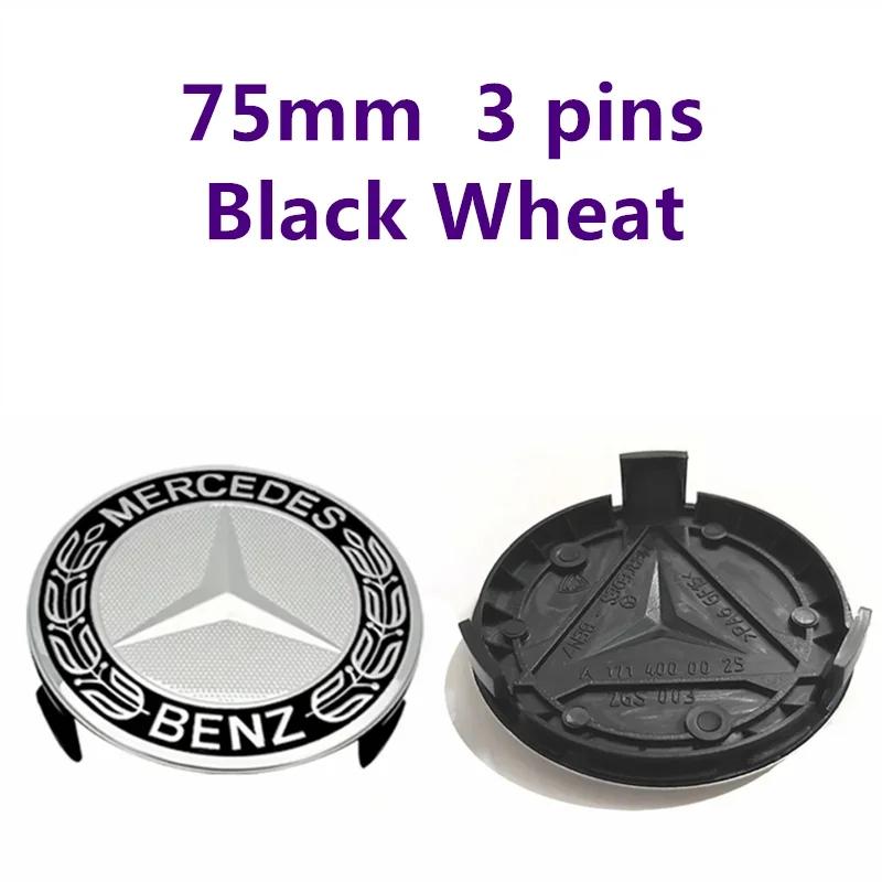 Car Sticker 4pcs Wheel Center Cap 75mm 3 pin AMG Apple Tree New Black Dark Light Blue Wheat Styling Badge For Mercedes Benz Hub