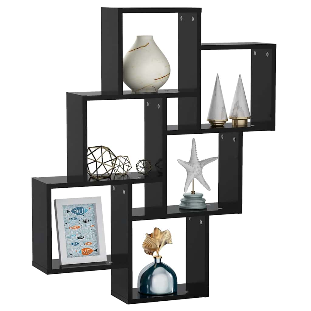 Vidaxl Wall Shelf In the Form of Cubes, Black, 78X15X93 Cm