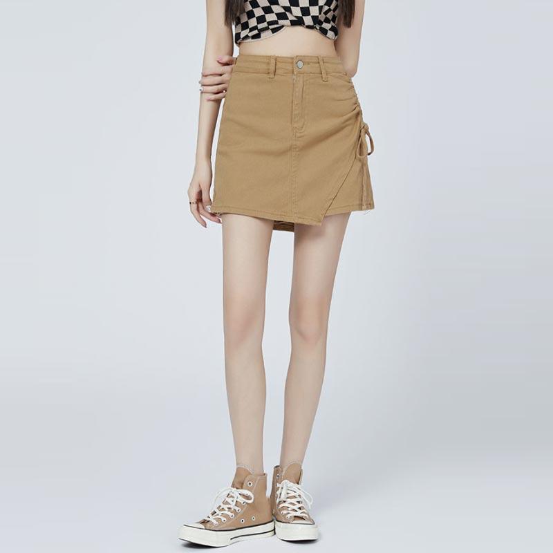 Джинсовая юбка с высокой талией на шнурке для женщин — фото 9