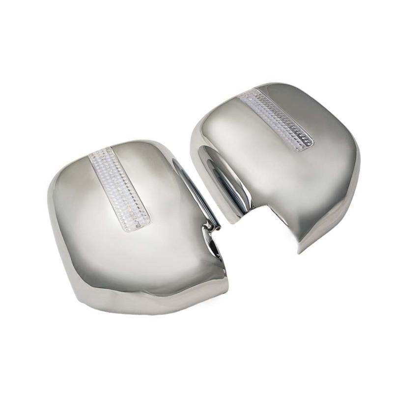 Car Decoration Door Mirror Cover With LED For Toyota Land Cruiser Prado FJ90 1998-2002 Chrome Silver Cars Accessories Styling