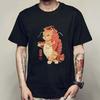New Fashion Summer Mens T Shirt Casual Short Sleeve Samurai Cat Print Anime Tshirt Men Women Japanese Neko Sushi Wave Tops