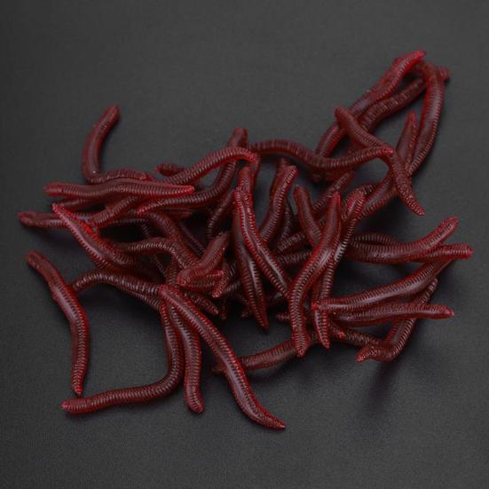 50Pcs 3.5cm Worm Bait Simulation High Elasticity Bite Resistant Angling Earthworm Bait Worms