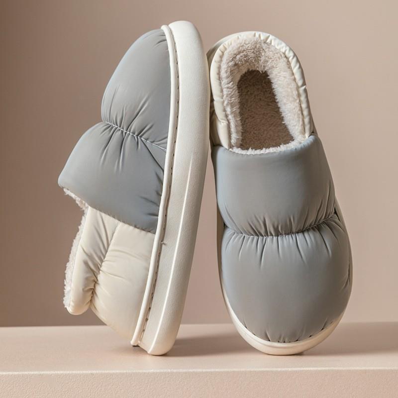 Down Cotton Slippers Women's Autumn and Winter Bags Heel Non-slip Indoor Home Home Home Thickened Warm Couple Outer Cotton Shoes Men