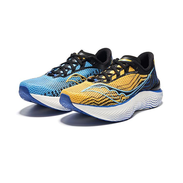 SAUCONY Endorphin Pro 3 Lace-Up Non-Slip Durable Low-Top Carbon Plate Marathon Running Shoes Unisex Running Shoes Yellow Blue S20755-203