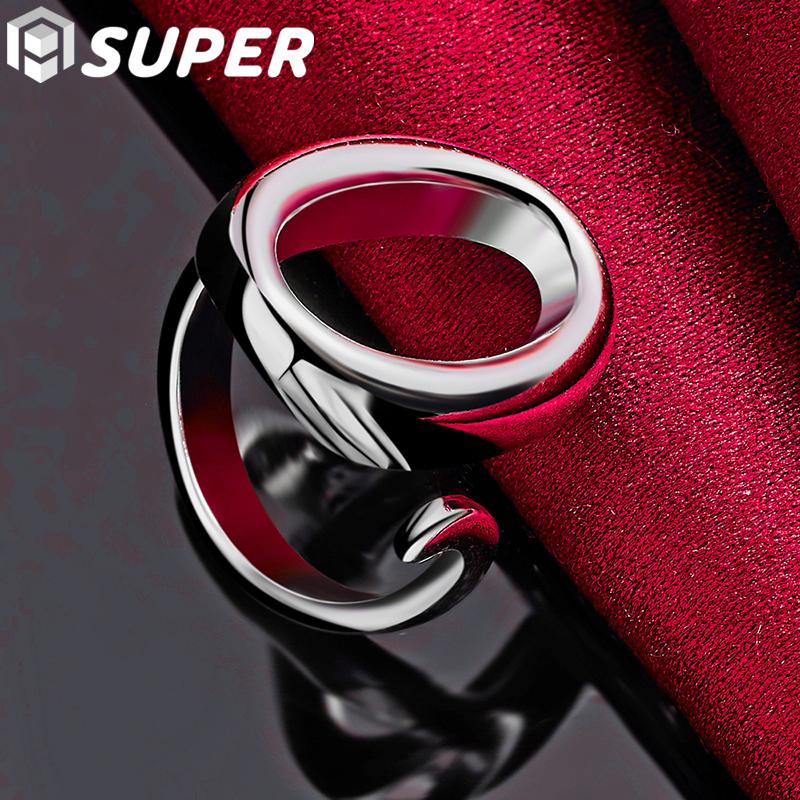 925 Sterling Silver Circle O Open Adjustable Size Rings Jewelry