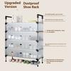Simple Shoe Cabinet with Metal Frame Thicken Shoe Organizer Dustproof Plastic Shoe Storage Rack for Dorm Apartment Rental House