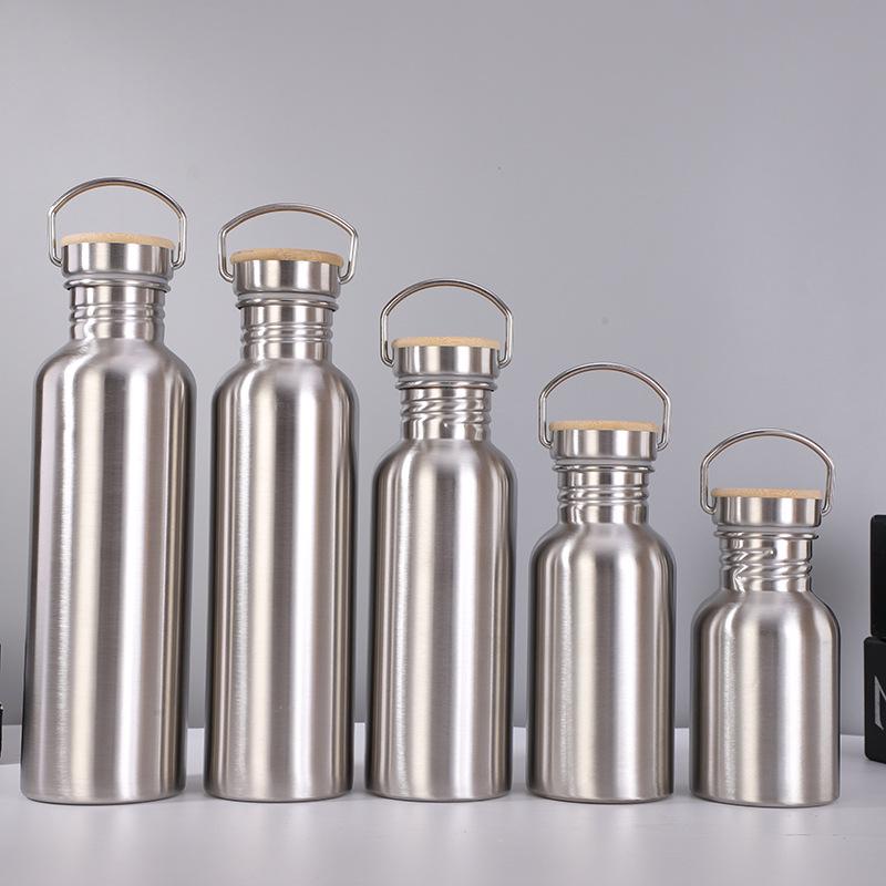 304 American Large Mouth Stainless Steel Sports Water Bottle, Large Capacity, Single Layer, Outdoor Portable Flask