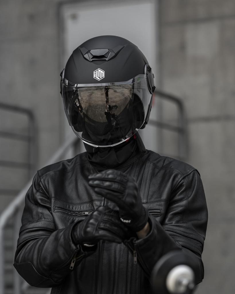 ILM Motorcycle Jet Genuine Removable UV Cut Inner Compatible with All Engine Asian Fit Matte Black XL Helmet, SG/DOT Standard, Product, Ventilation,