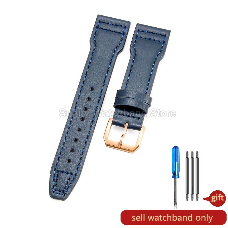 Coffee Black 20 21 22mm for IWC Portofino Le Petit Prince Portugieser Cowhide Watch Band Special Interface Needle Buckle Durable