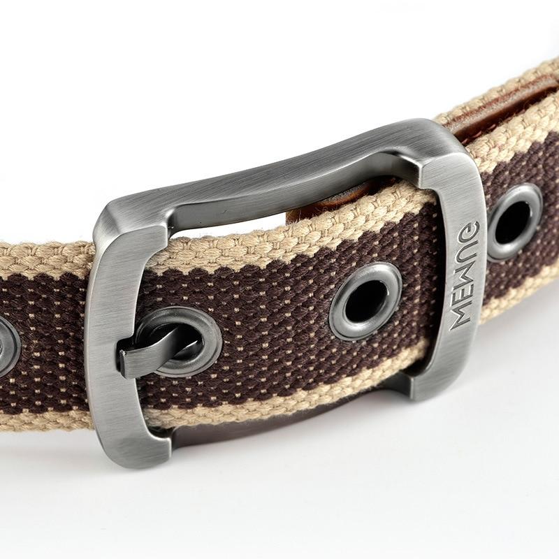 Men's Belt with Pin Buckle - Woven Design, Solid Color with Stripes, 3.5cm Wide, Sports/Outdoor Style