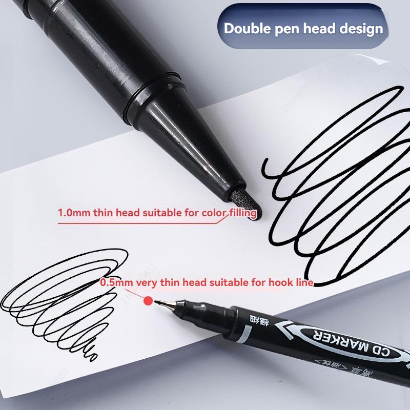 10 PCS Permanent Markers Pens Manga Water Repellent Double Sided Colored Oily Ink Sketch Painting Art School Supplies Stationery