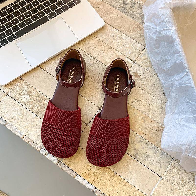 Fashion Weave Women's Shoes 2025 Fashion Buckle Strap Sandals Vintage Soft Sole Comfortable Casual Flat Sandals Lightweight Size 35-40