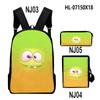 Novelty Classic Monster Face 3D Print 3pcs/Set pupil School Bags Laptop Daypack Backpack Inclined shoulder bag Pencil Case