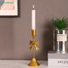 Gold Bowknot Candle Holders - Elegant Metal Taper Candle Stands for Wedding/Table Decor (Assorted Heights)