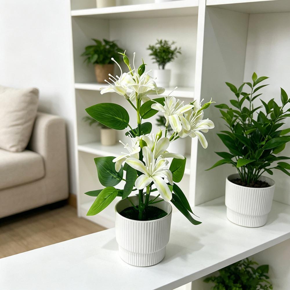 Multicolor Simulation Bonsai 9 Blooms Fake Plant Flower Potted  Party Wedding Supplies белый