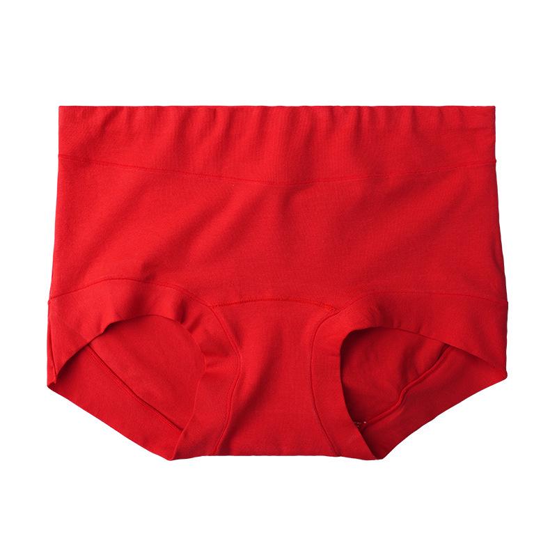 Women's Bright Red High-Waisted Comfort Fit Cotton Hip-Lifting Briefs
