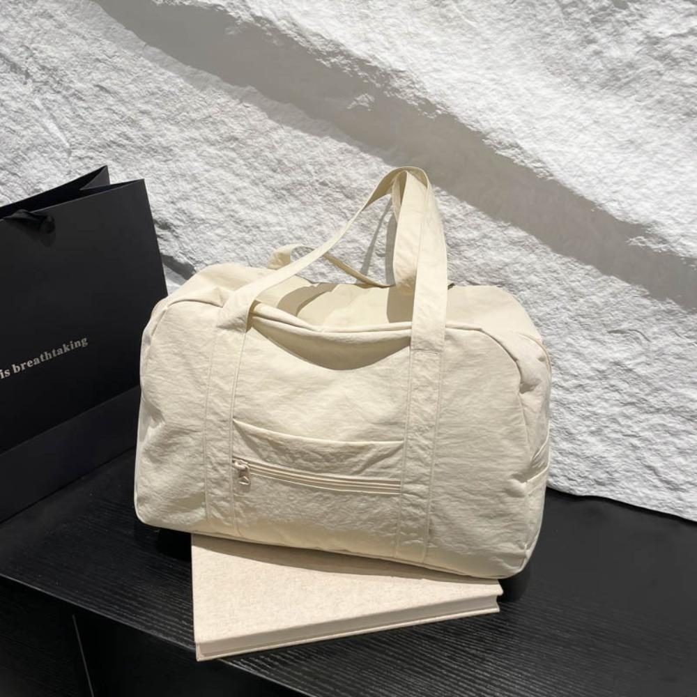 

New Nylon Fitness Storage Bag Large Capacity Korean Travel Bag Solid Color Casual Shoulder Bag Women Men белый