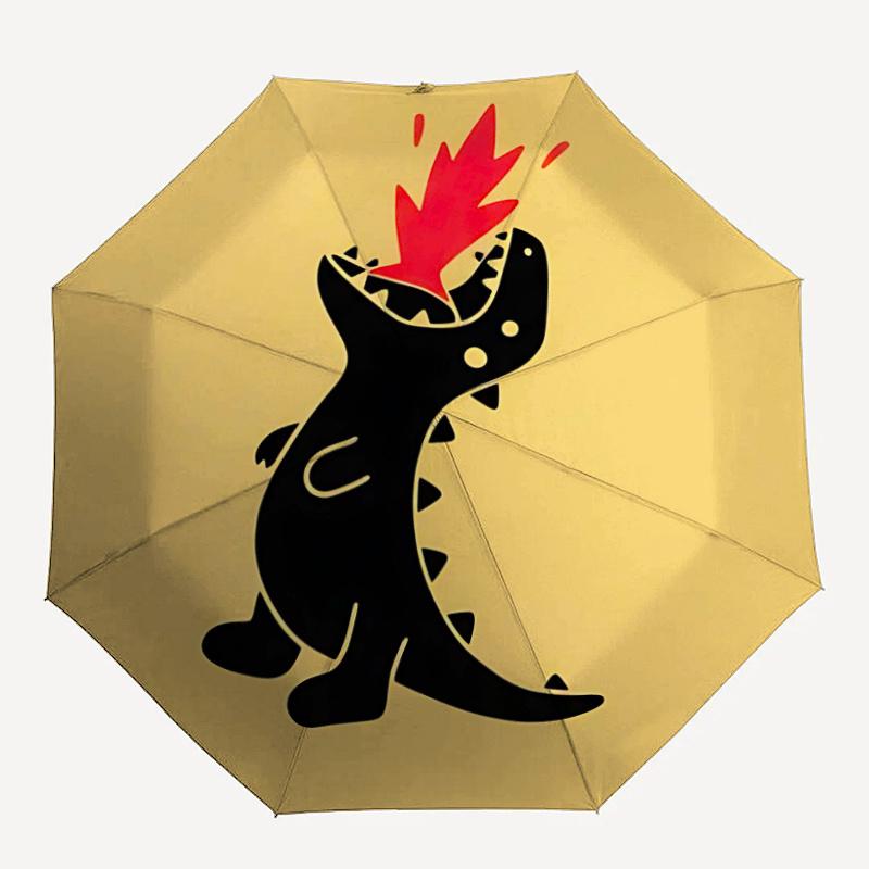 1pc Dino Fire One Umbrella a Plastic Hle, Compact Stylish, with a Vibrant Cartoon Pattern, Perfect Home, Travel