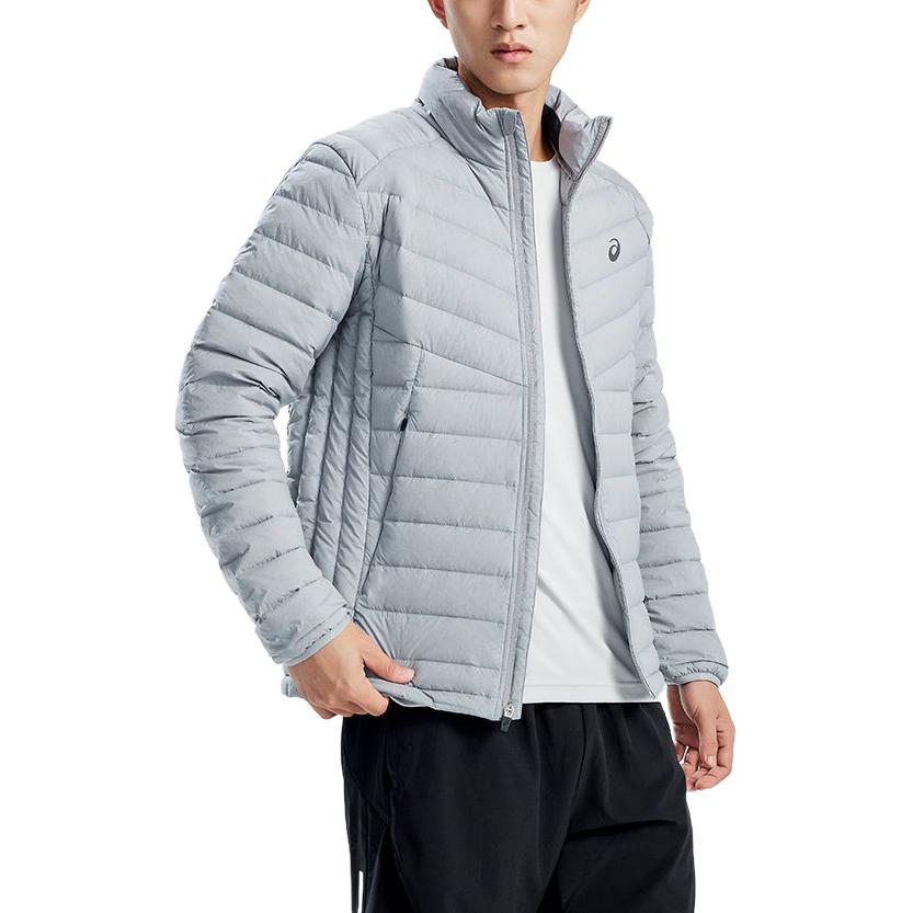 Asics Outdoor Casual Sports Solid Color Zipper Stand Collar Long Sleeve Down Jacket Men Jackets Gray 2031E442-020