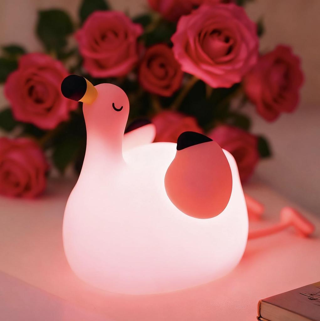 Pink Flamingo Night Light Dimmable Silicone Animal Nursery Night Lamp Kids Room Bedroom Decor Birthday Christmas Boy Girls Gift