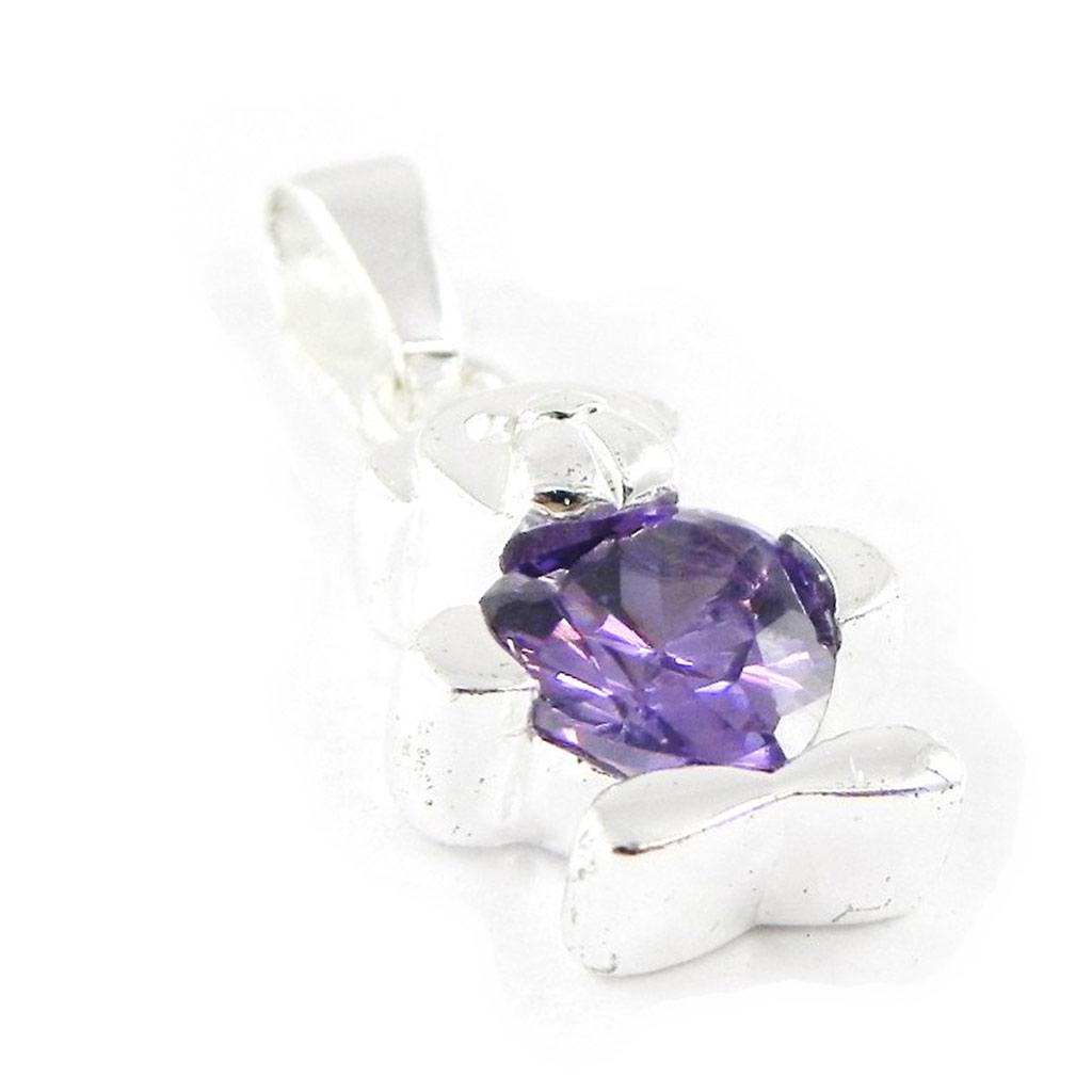 Les Trésors De Lily [G1602] - Amethyst 'Teddy Love' Silver Pendant
