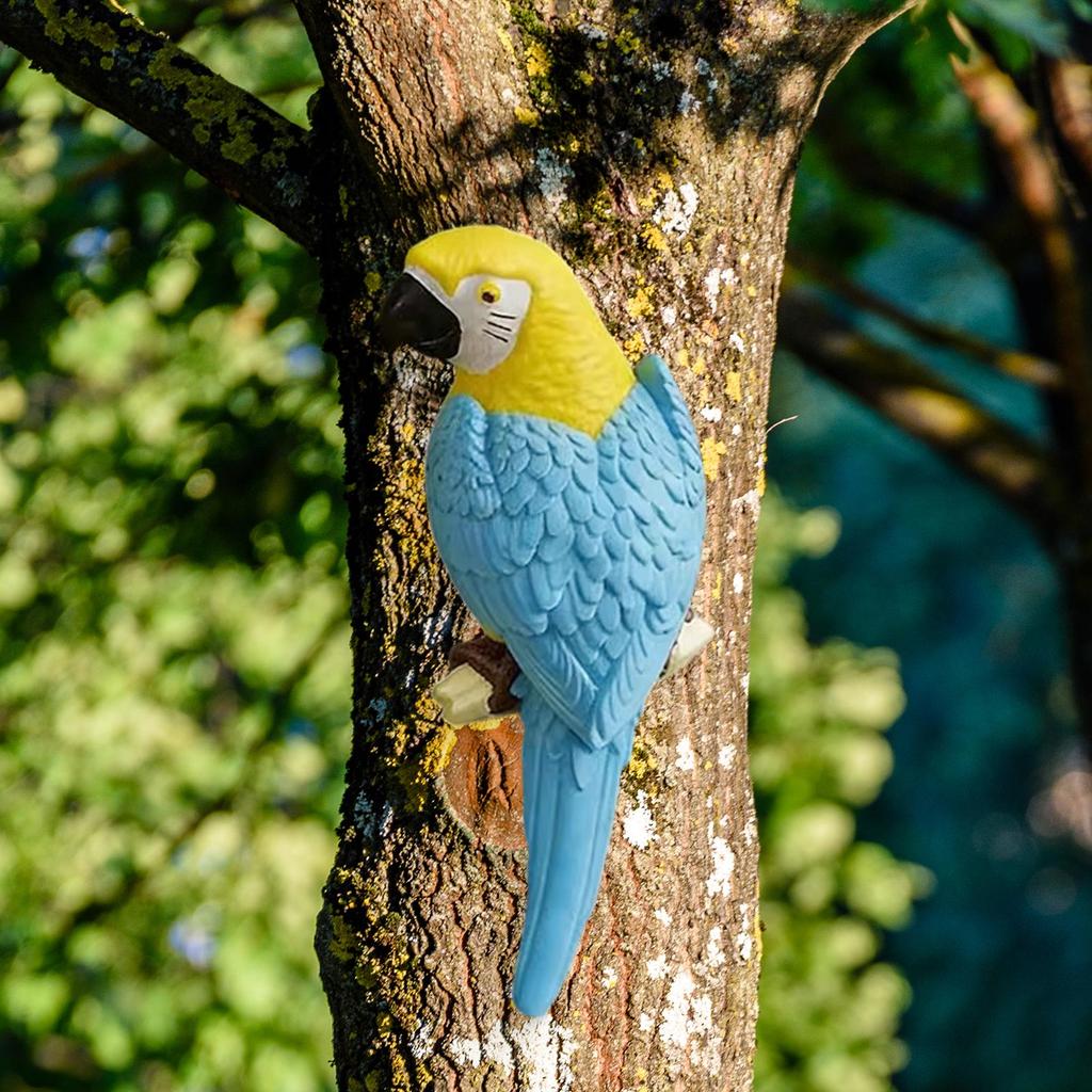 Vivid Parrot Figurine Realistic PVC Bird Statue Garden Decorative Ornament for Lawn Backyard Terrace