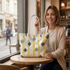 Cute Geometric Pattern Tote Bag Fashion Versatile Daily Use Shopping Shoulder Handbag
