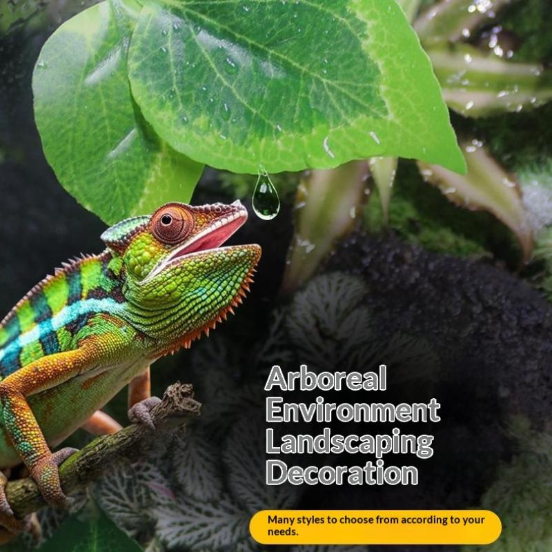 Reptile Habitat Artificial Climbing Leaf Plant Rest Bed for Fish Tank Lizard Snake Turtle Spawning Breeding Decor
