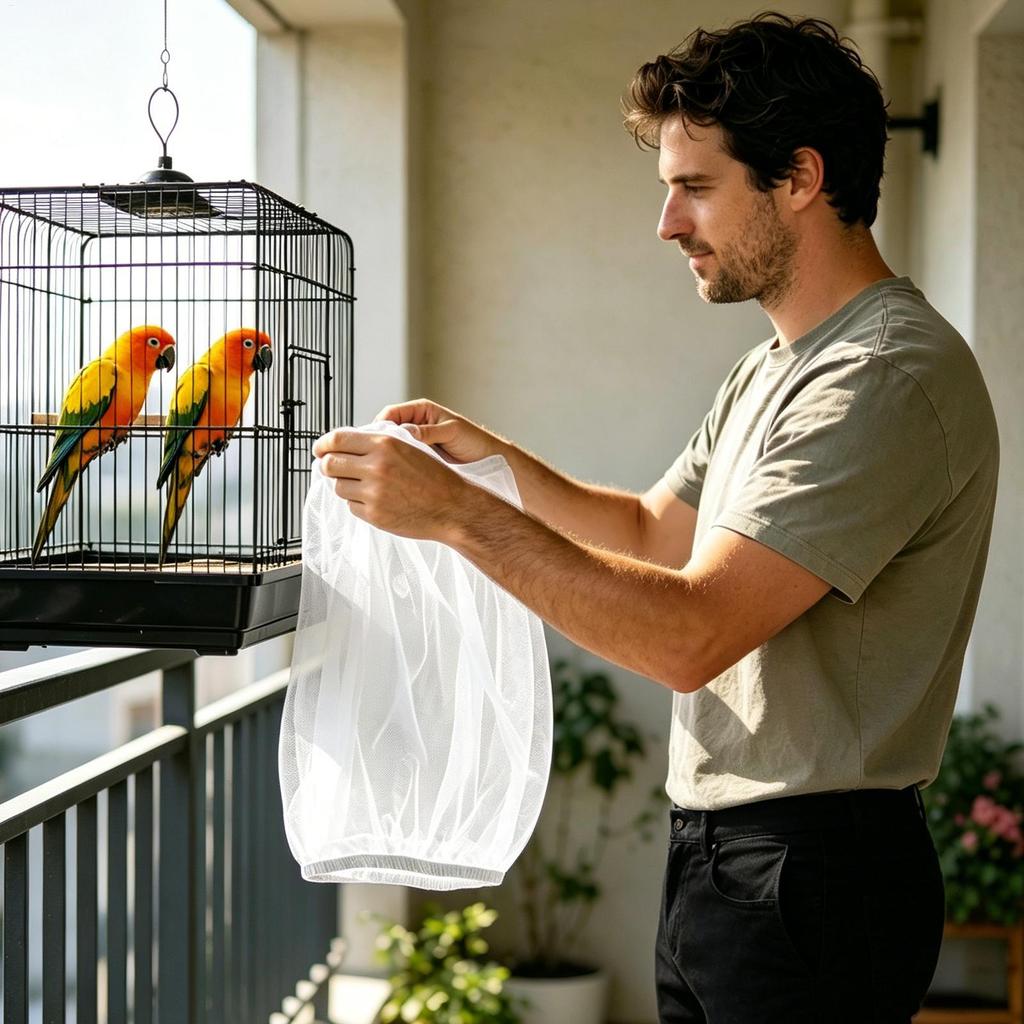 Soft Stretch Bird Cage Net Breathable Splash-proof Guard Cover for Parrot Parakeet Macaw Indoor Home Apartment Use