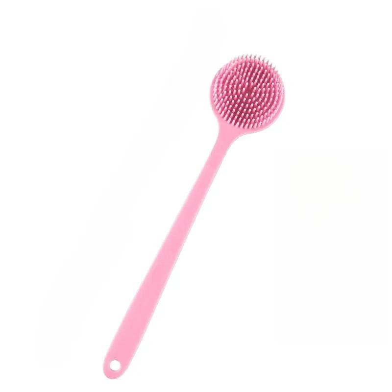 1PC Silicone Bath Brush Long Handle Double-Sided Extended Bathing Scrubbing Massage Brush Back Scrubber for Men and Women