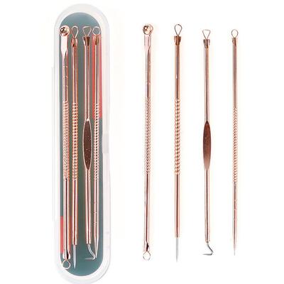 4 pezzi/set aghi per la rimozione dell'acne in acciaio inox strumento per la rimozione di brufoli e punti neri, macchie, cura della pelle del viso, pulizia dei pori del viso