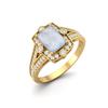 1.00 Cts Cushion Moonstone 925 Sterling Silver Gold Vermeil Solitaire Split Shank Wedding Women Ring
